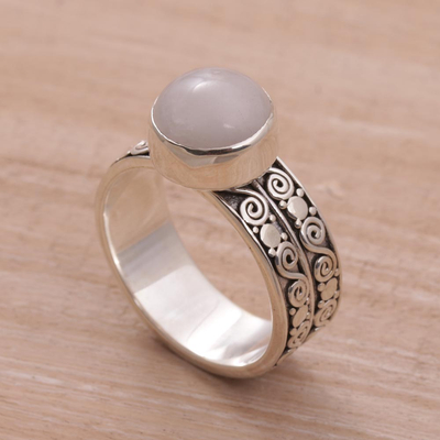 Rose quartz solitaire ring, 'Dawn Sky' - Artisan Crafted Sterling Silver and Rose Quartz Ring