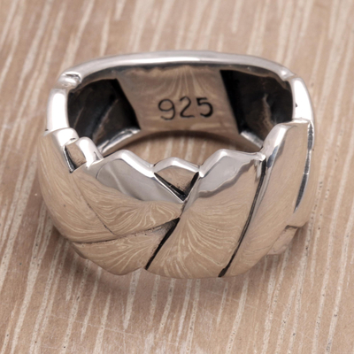 Men's sterling silver ring, 'Involved' - Men's Modern Sterling Silver Band Ring