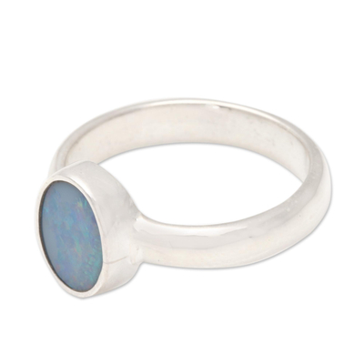 Opal solitaire ring, 'Intensity' - Handcrafted Sterling Silver and Opal Ring