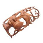 Wood mask, 'Dreaming Princess' - Modern Handcarved Wood Bask