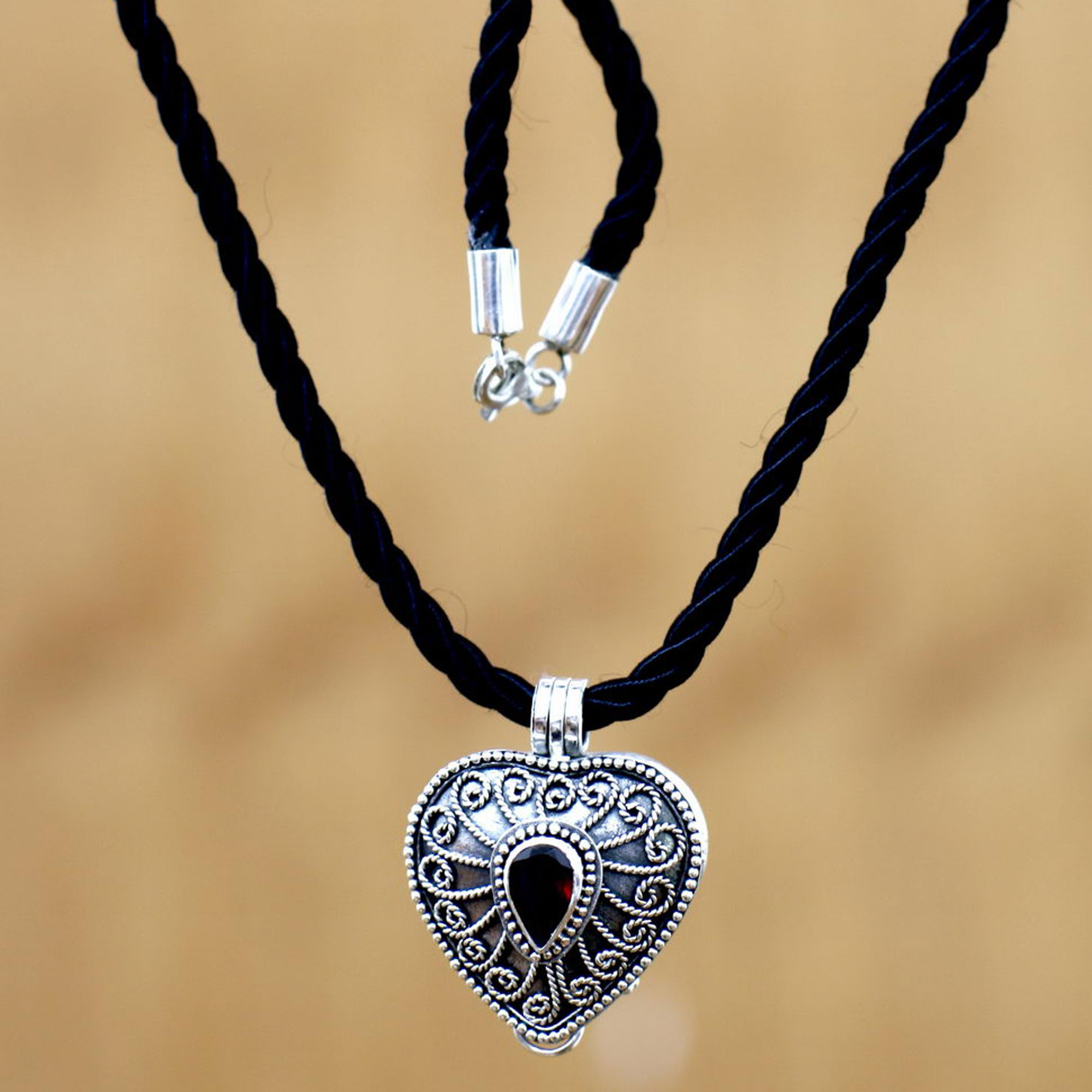 Secret Heart Sterling Silver Necklace and Earrings Set 