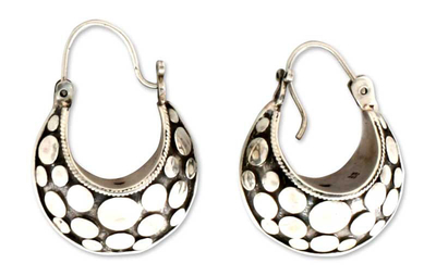 Sterling silver hoop earrings, 'Drifting Dreams' - Sterling Silver Hoop Earrings
