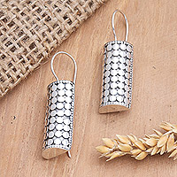 Sterling silver drop earrings, 'Moon Lantern' - Unique Sterling Silver Drop Earrings