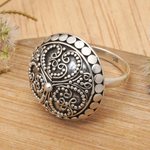 Sterling silver dome ring, 'Balinese Princess' - Artisan Crafted Sterling Silver Domed Ring