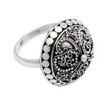 Sterling silver dome ring, 'Balinese Princess' - Artisan Crafted Sterling Silver Domed Ring