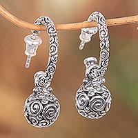 Sterling silver half hoop earrings, 'Ringlets'