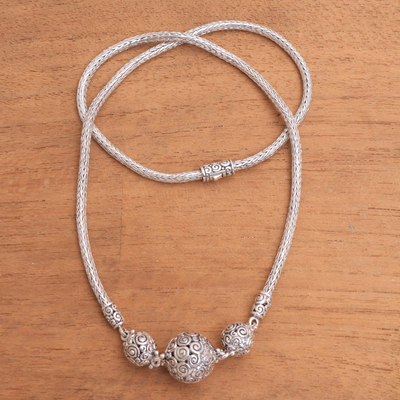 Anhänger-Halskette aus Sterlingsilber, 'Ringlets - Anhänger-Halskette aus Sterlingsilber