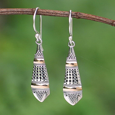 Gold accent dangle earrings, 'Amaranth' - Gold Accent Sterling Silver Dangle Earrings