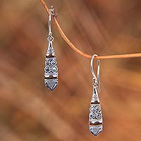 Gold accent dangle earrings, 'Fireflies' - Sterling Silver 18k Gold Accent Dangle Earrings