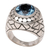 Men's sterling silver ring, 'Blue Ocean' - Men's Sterling Silver and Blue Topaz Ring (image 2a) thumbail