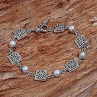 Pearl link bracelet, 'Paradise Squared'
