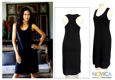 Cotton sundress, 'Classic Black' - Cotton Sundress from Indonesia