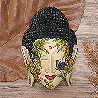 Wood mask, 'Peace in the Garden' - Wood mask