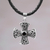 Men's garnet cross necklace, 'Fire of Faith' - Men's Sterling Silver and Garnet Cross Necklace (image 2) thumbail