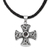 Men's garnet cross necklace, 'Fire of Faith' - Men's Sterling Silver and Garnet Cross Necklace thumbail