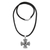 Men's garnet cross necklace, 'Fire of Faith' - Men's Sterling Silver and Garnet Cross Necklace (image 2b) thumbail