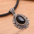 Onyx and leather pendant necklace, 'Midnight Sky' - Sterling Silver and Onyx Necklace from Indonesia (image 2b) thumbail