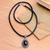 Onyx and leather pendant necklace, 'Midnight Sky' - Sterling Silver and Onyx Necklace from Indonesia (image 2c) thumbail
