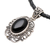 Onyx and leather pendant necklace, 'Midnight Sky' - Sterling Silver and Onyx Necklace from Indonesia (image 2d) thumbail