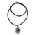 Onyx and leather pendant necklace, 'Midnight Sky' - Sterling Silver and Onyx Necklace from Indonesia (image 2e) thumbail