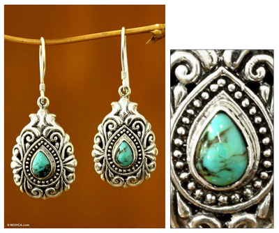 Sterling silver dangle earrings, 'Blue Tear' - Sterling silver dangle earrings