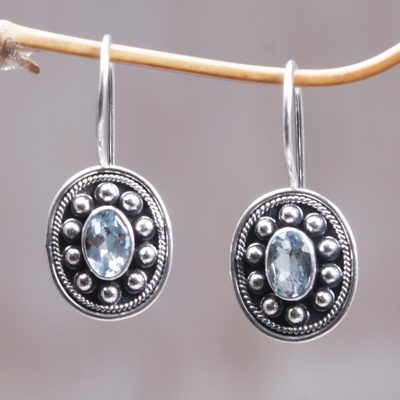 Blue topaz drop earrings, 'Exquisite Harmony' - Blue topaz drop earrings