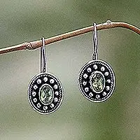 Peridot drop earrings, 'Exquisite Harmony' - Peridot Sterling Silver Drop Earrings