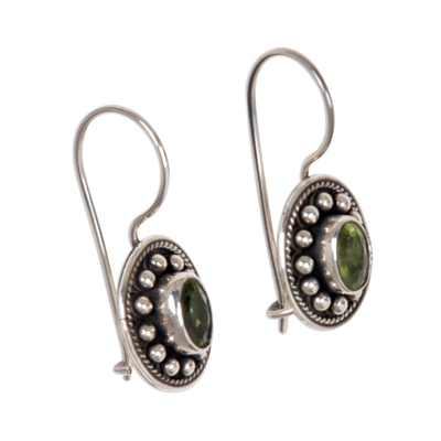 Peridot drop earrings, 'Exquisite Harmony' - Peridot Sterling Silver Drop Earrings