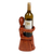Wood wine bottle holder, 'Embrace' - Hand Carved Nude Figure Wine Bottle Holder