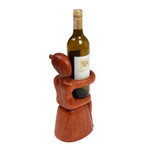 Wood wine bottle holder, 'Embrace' - Hand Carved Nude Figure Wine Bottle Holder