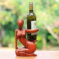 Featured review for Wood wine bottle holder, Hostess