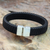 Men's sterling silver and leather bracelet, 'Courage' - Men's Hand Crafted Braided Leather Bracelet (image 2b) thumbail