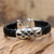 Men's sterling silver and leather braided bracelet, 'Infinity' - Men's Sterling Silver and Leather Bracelet thumbail