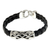 Men's sterling silver and leather braided bracelet, 'Infinity' - Men's Sterling Silver and Leather Bracelet thumbail