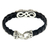 Men's sterling silver and leather braided bracelet, 'Infinity' - Men's Sterling Silver and Leather Bracelet (image 2b) thumbail