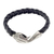 Men's sterling silver and leather bracelet, 'Cobra' - Men's Black Leather Snake Bracelet thumbail