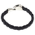 Men's sterling silver and leather bracelet, 'Cobra' - Men's Black Leather Snake Bracelet (image 2b) thumbail