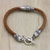 Men's sterling silver and leather bracelet, 'Feather' - Men's Brown Leather and Sterling Silver Bracelet thumbail