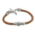 Men's sterling silver and leather bracelet, 'Feather' - Men's Brown Leather and Sterling Silver Bracelet thumbail