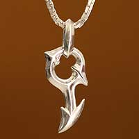 Sterling silver pendant necklace, 'Man' - Modern Sterling Silver Pendant Necklace