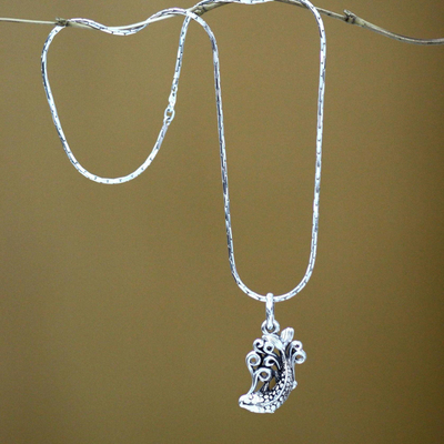 Men's sterling silver necklace, 'Koi' - Men's sterling silver necklace