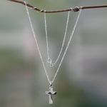 Men's sterling silver necklace, 'Heavenly Peace' - Men's Sterling Silver Religious Necklace from Indonesia