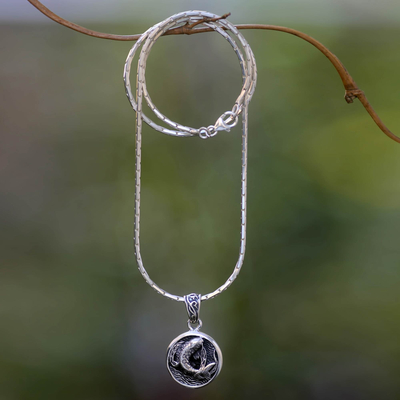Men's sterling silver necklace, 'Lucky Koi' - Men's Sterling Silver Pendant Necklace
