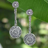 Sterling silver dangle earrings, 'Kingdom Coins' - Sterling Silver Good Fortune Dangle Earrings