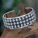 Sterling silver cuff bracelet, 'Linear Power' - Sterling Silver Cuff Bracelet from Indonesia