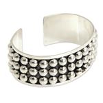 Sterling silver cuff bracelet, 'Linear Power' - Sterling Silver Cuff Bracelet from Indonesia