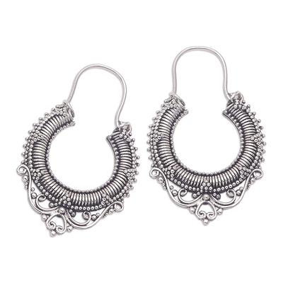 Sterling silver hoop earrings, 'Pure Signs' - Sterling Silver Half Hoop Earrings from Indonesia