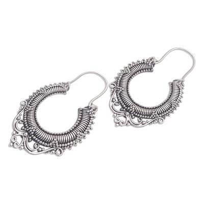 Sterling silver hoop earrings, 'Pure Signs' - Sterling Silver Half Hoop Earrings from Indonesia