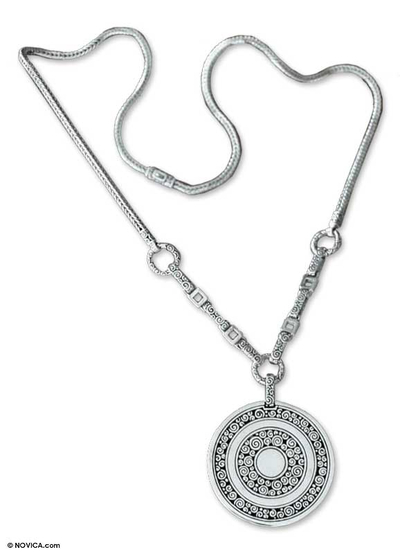 Sterling silver long pendant necklace, 'Coins of the Kingdom' - Handcrafted Indonesian Sterling Silver Pendant Necklace
