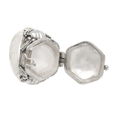 Amethyst locket ring, 'Secret Flame' - Amethyst and Sterling Silver Locket Ring